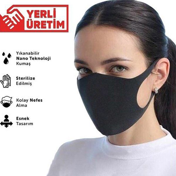 3 Üç Katlı Yıkanabilir Nano Maske Dikişsiz