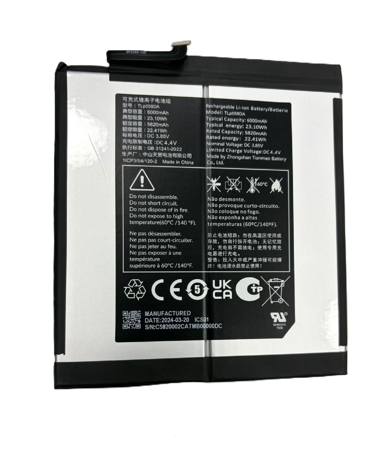 TCL 10 Tabmax 9295G 9296G Batarya Pil