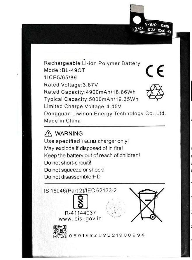Tecno Spark 20C Batarya Pil