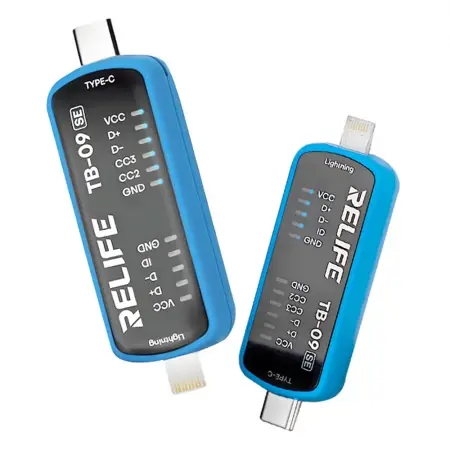 Relife TB-09 SE iPhone ve Android Telefonlar için Basit Tip-C ve Lightning Şarj Portu Test Cihazı