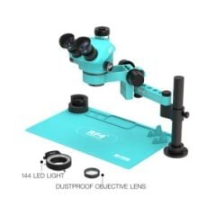 RF4 RF7050Pro-F019 (3D Sürekli Yakınlaştırma) 0,5X CTV Kamera Yakınlaştırma Lensi ve LED Ayarlanabilir Işık ile 7X~50X Trinoküler Stereo Mikroskop