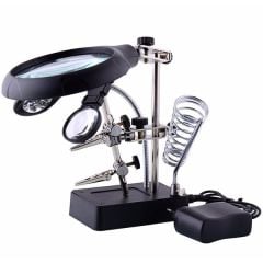 MG16129-C Tamirciler İçin Büyüteçli Havya Standı